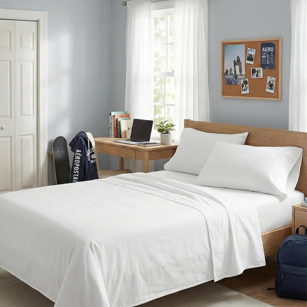 Aeropostale Premium All Season Microfiber White Sheet Set