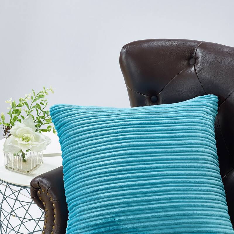 Ribbed Flanned 4 Pieces Pillow Shell Set, NO INSERT