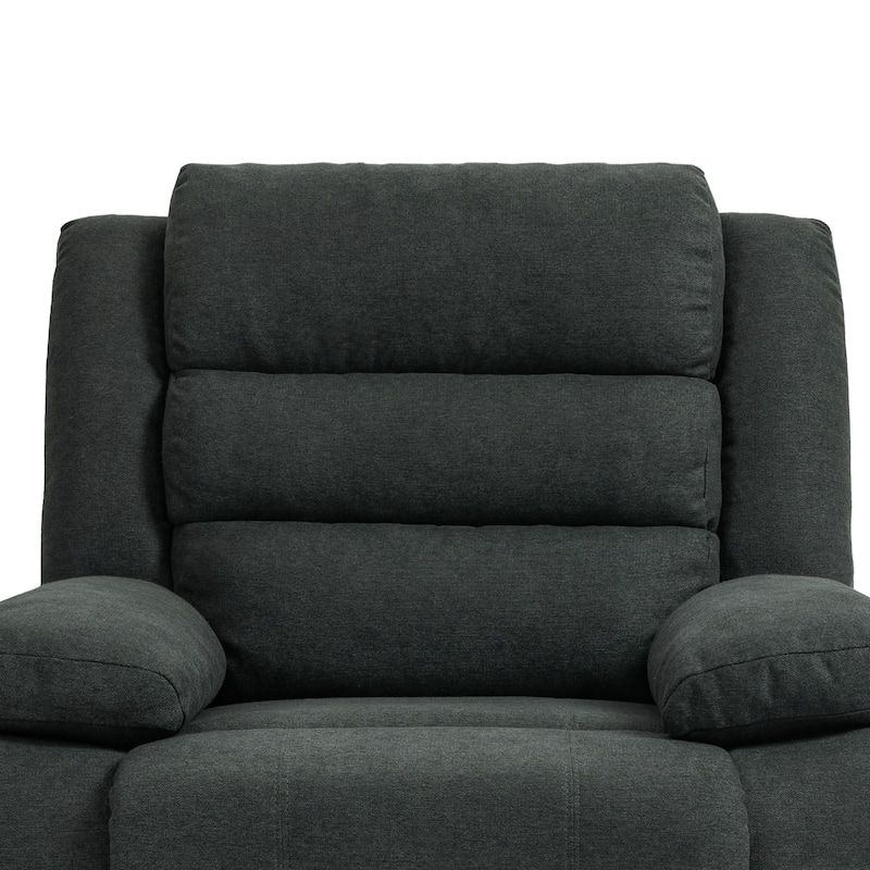 Overstuffed Cotton Corduroy Manual Pushback Recliner with Wide Armrest