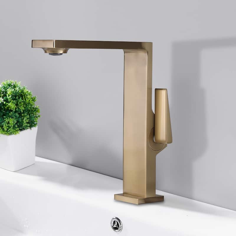 Single Hole Brushed Gold Bathroom Faucets