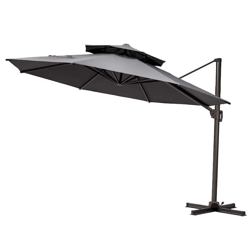 11.5-foot Outdoor Round Cantilever Umbrella Patio Offset Umbrella with No Base