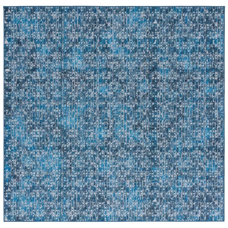 SAFAVIEH Tucson Cathrine Machine Washable Slip Resistant Rug - 6' Square - Blue/Grey