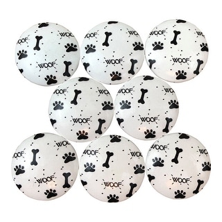 Set of 8 Black and White Paw Prints and Bones Wood Cabinet Knobs - 1.5 ...