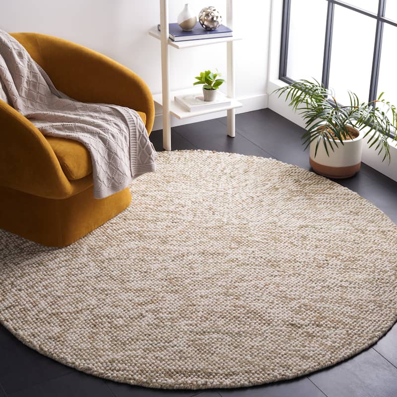 SAFAVIEH Handmade Natura Onica Wool Rug - 6' Round - Sage/Ivory - Round