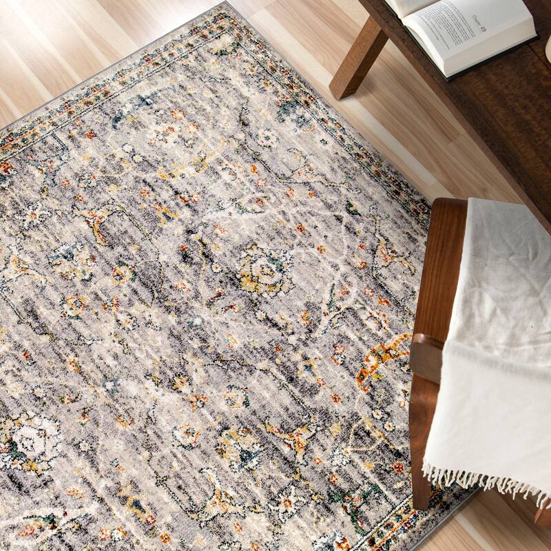 Orian Torrance Salida Blue Lace Stain Resistant Area Rug