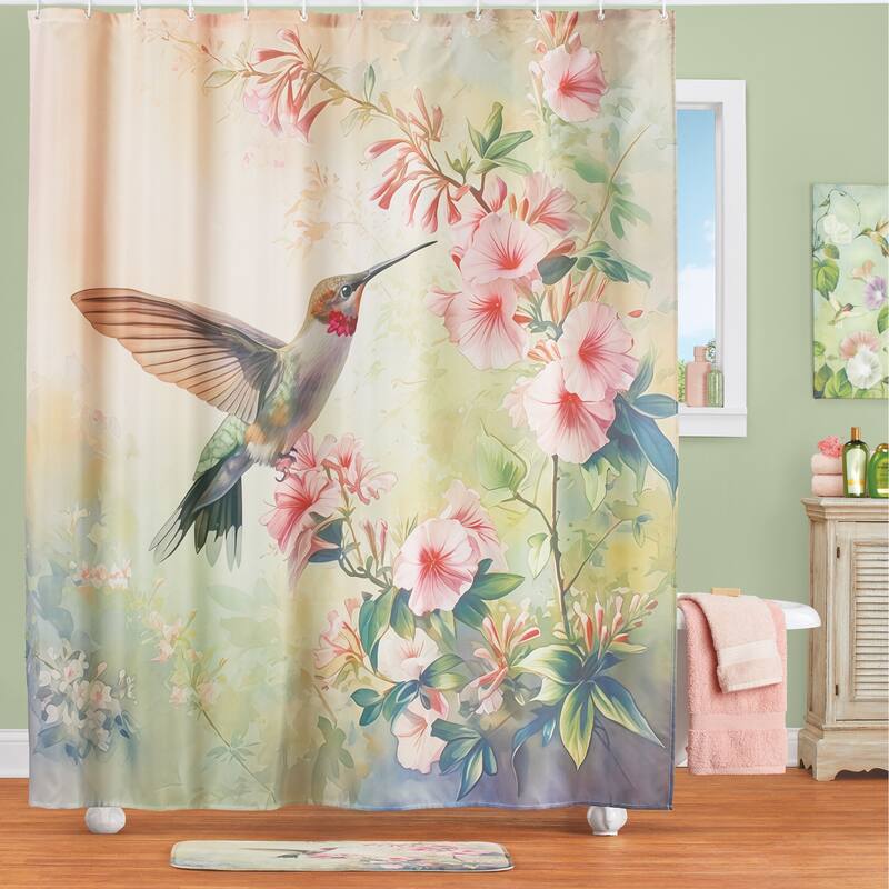 16-Piece Hummingbird Floral Bathroom Set - 71.5 x 0.01 x 71.25