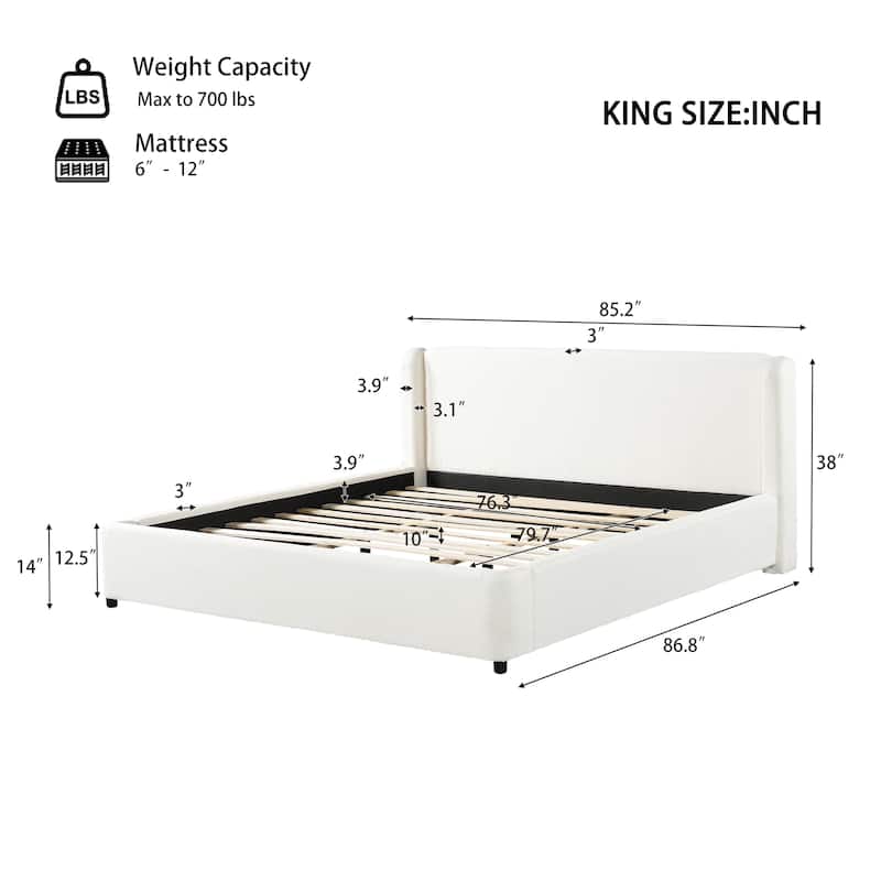 Christopher Knight Home - Modern Upholstered Boucle Frame with Wingback Headboard