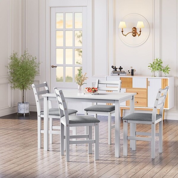 5 PCS Pub Sets Stylish Dining Table Set with 4 Upholstered Chairs