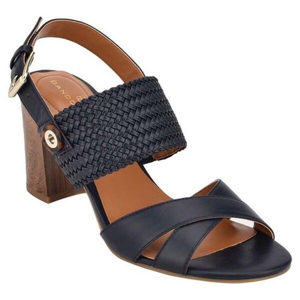 navy block heel slingbacks