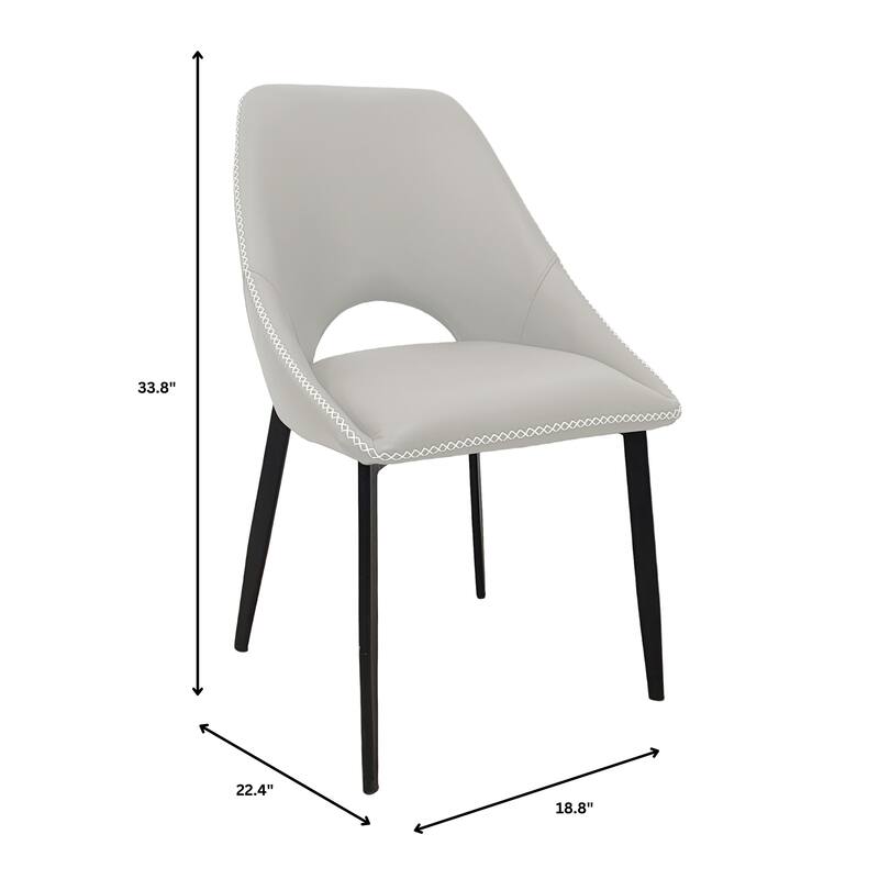 Amalfi Set of 2 Dining Chairs- Elegant Mid-Century Modern Chair w Open Back & Metal Legs for Kitchen, Dining Room & Small Spaces