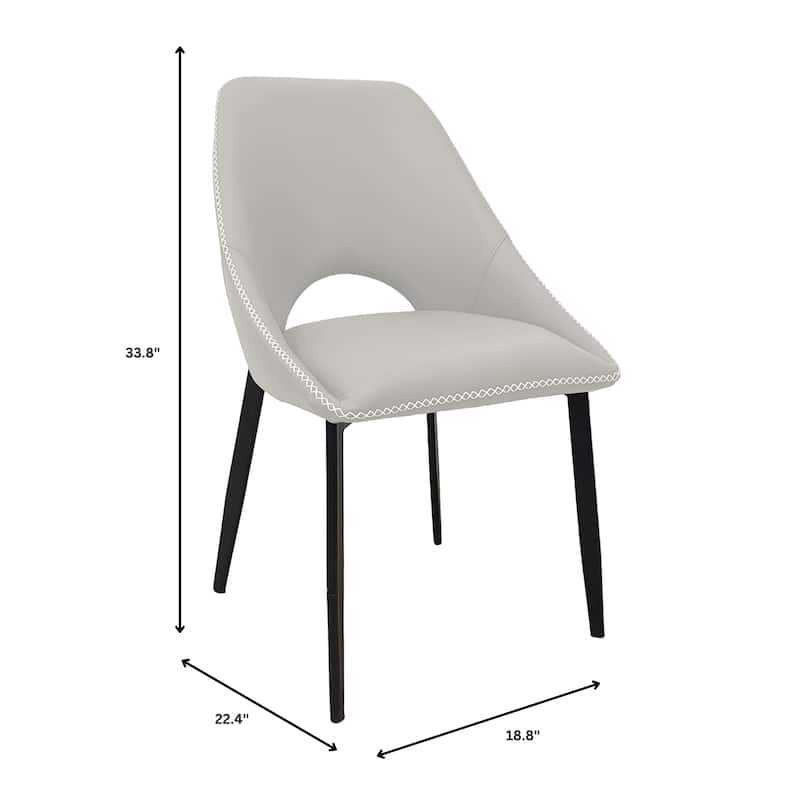 Amalfi Set of 4 Modern Fabric Upholstered Accent Dining Chairs with Curved Open Back and Metal Legs for Home or Apartment