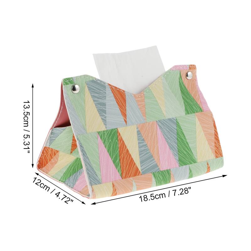 1Pcs Durable Geometric Pattern Tissue Box Cover for Living Room Table Desk - Pink