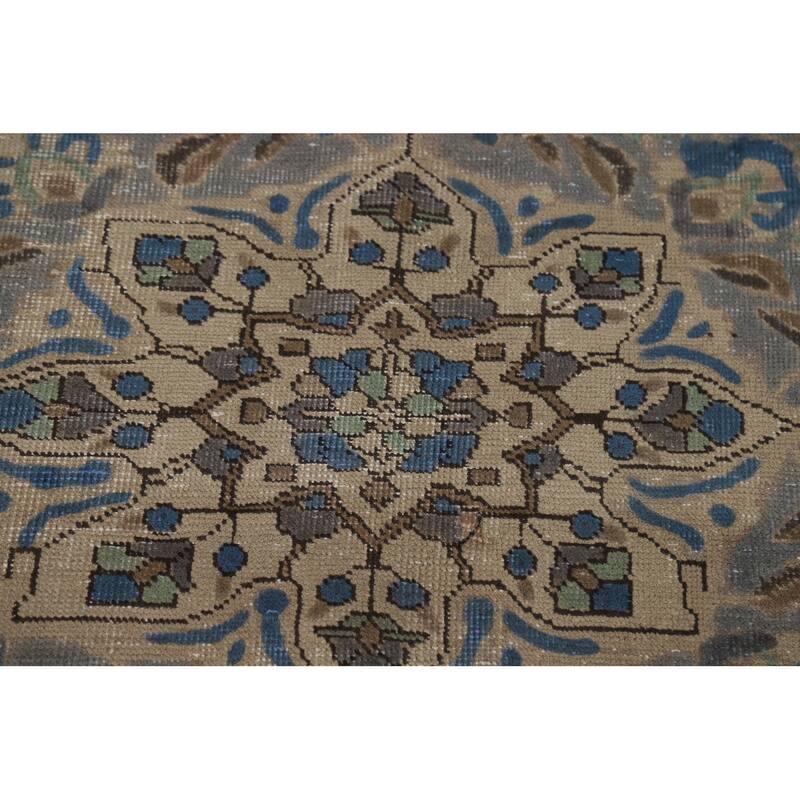 Blue Geometric Tabriz Persian Area Rug Oriental Handmade Wool Carpet - 8'5"x 10'11"