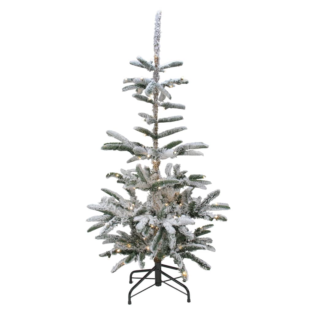 7.5' Slim Nordmann Fir Flocked Artificial Tree Warm Clear LED - 7.5 Foot
