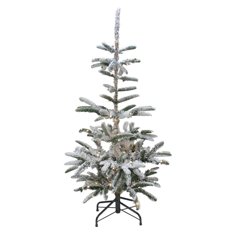 9' Green Flocked Nordmann Fir Artificial Christmas Tree Warm Clear LED - 9 Foot