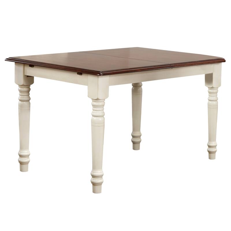Distressed Rectangular Wood Dining Table - 60" - Antique White and Brown