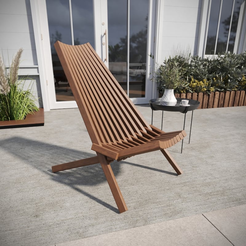 Commercial Indoor/Outdoor Low Profile Acacia Wood Patio Folding Chair - Brown