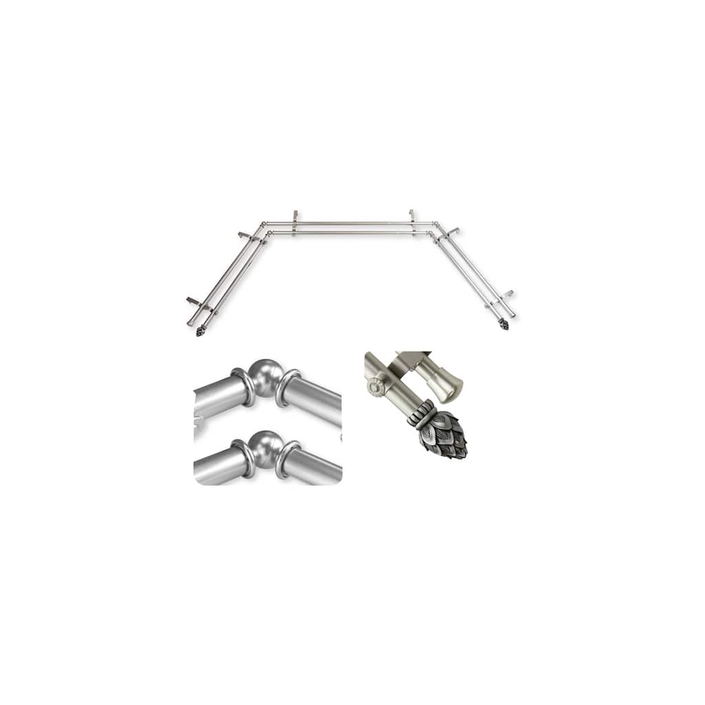 Adjustable Curtain Rods & Hardware Set - Satin Nickel Finish, Modern Design - M