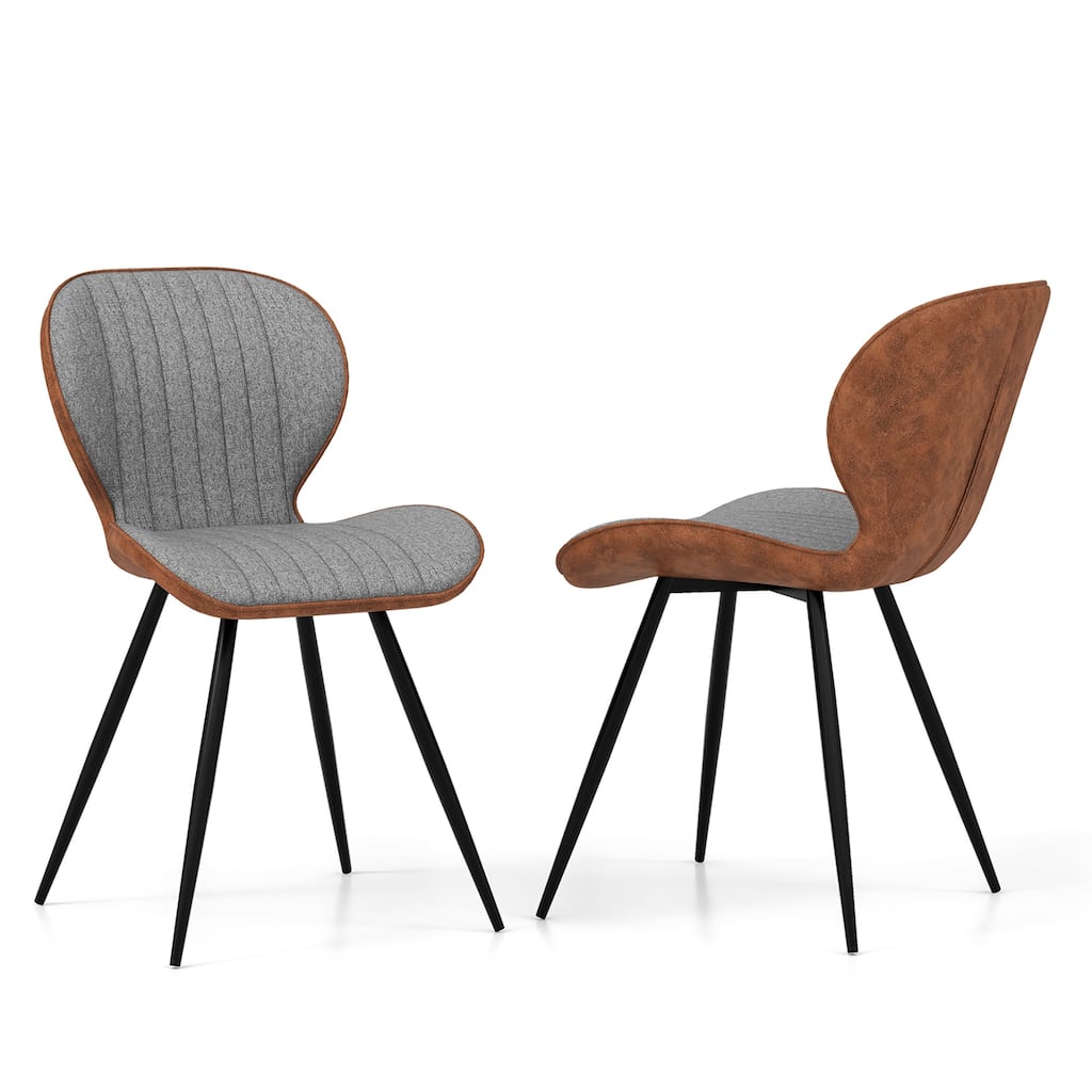 Gymax 2 Set Armless Dining Chair w/ Curved Backrest U-shaped Seat &