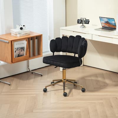 Velvet Home Office Desk Chair Modern Cute Computer Chair with Wheels Swivel Height Adjustable, for Home Office