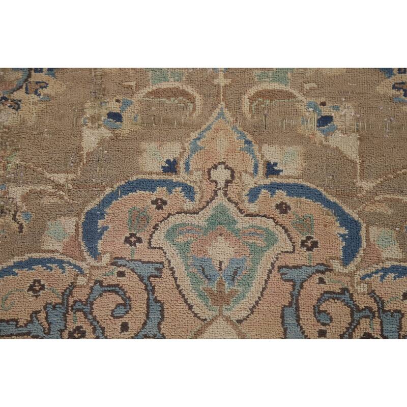 Hand Knotted Oriental 100% Wool Carpet Traditional Floral Brown Kashmar Area Rug - 10' 9'' X 7' 11''