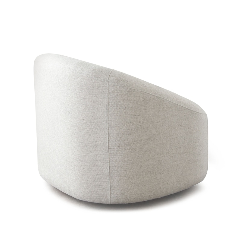 Opal Swivel Accent Chair, Light Oat Gray Polyester, Contoured Barrel Back