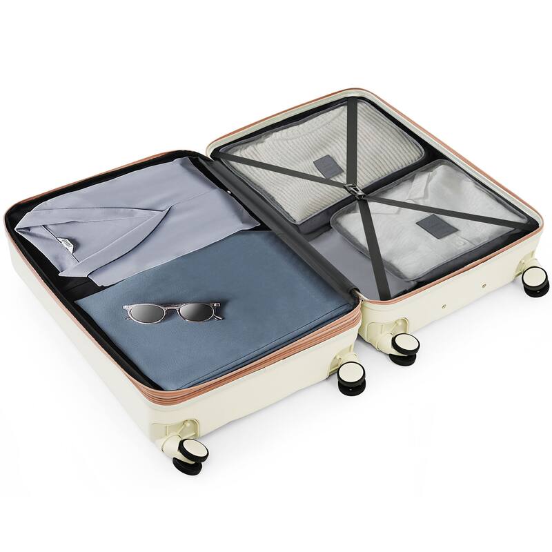 Luggage Sets Four Piece, ABS Durable Suitcase with Travel Bag