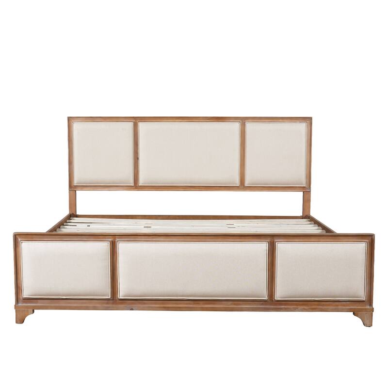 Christopher Knight Home - Hendrix Modern Farmhouse Upholstered Wood Platform Bed with Panel Headboard and Footboard