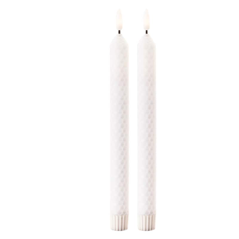 Set of Two White Flameless Taper Candles