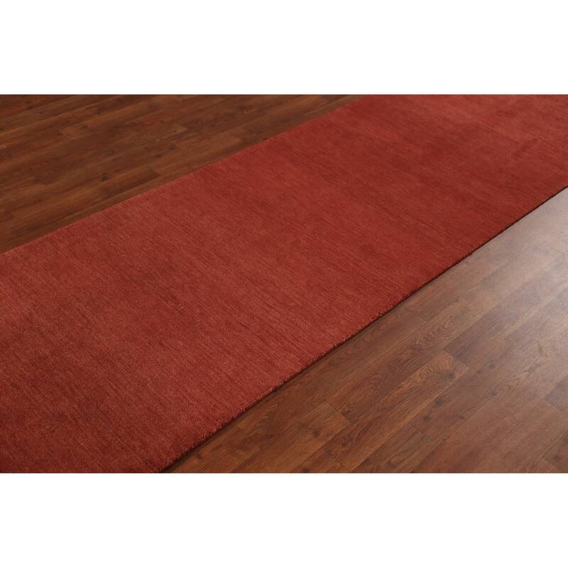 Modern Gabbeh Runner Rug Hand-Knotted Wool Carpet - 2'8" x 9'9"