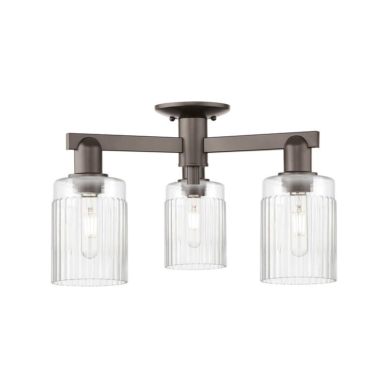 Innovations Lighting Endless Possibilities Arcadia - Hadley - 3 Light 22" Semi-Flush Mount - Clear/Oil Rubbed Bronze