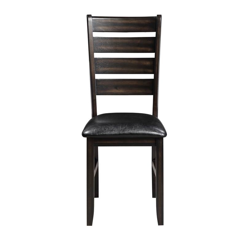 Black and Espresso Ladder Back Side Chairs (Set of 2) - Black