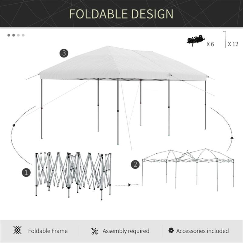 Pop-Up Canopy Tent with Steel Frame and Adjustable Slant Legs - 230.25” L x 116.25” W x 106.25” H