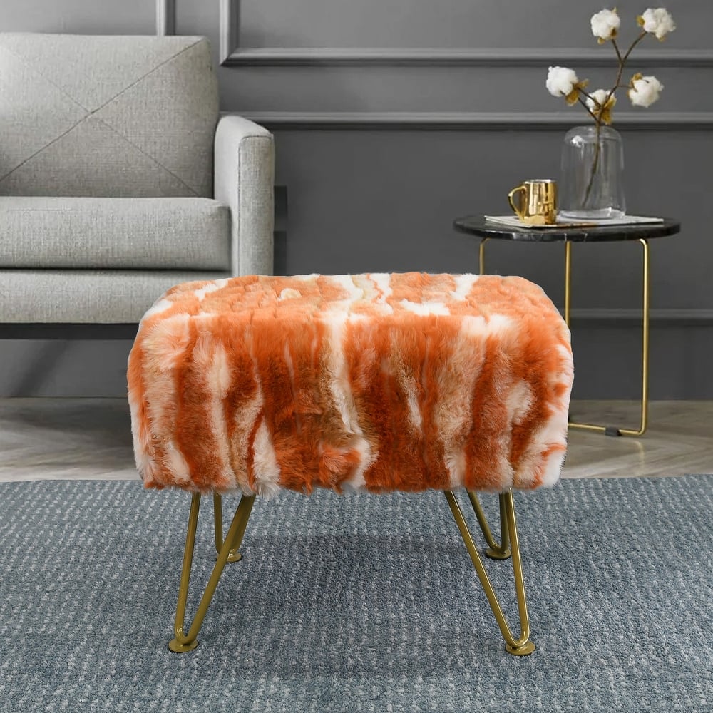 Home Soft Things Soft Fauxfur Ottoman Fuzzy Entryway Bench Seat