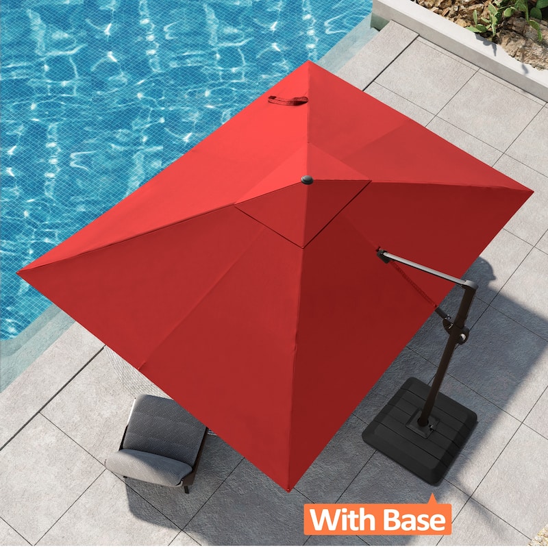 Pellebant Outdoor Patio 9 FT x 11.5 FT Cantilever-Offset Umbrella with Premium Base - Red