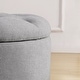 preview thumbnail 53 of 64, Tufted Large Round Storage Ottoman Footrest Beige/ Grey/ Blue