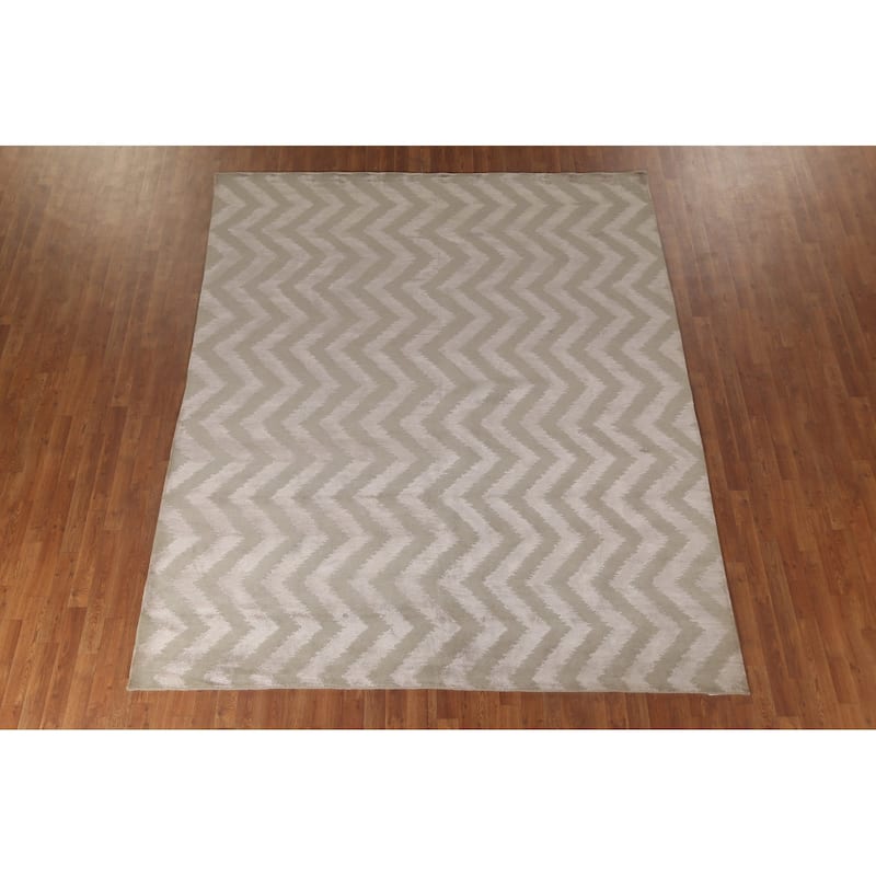 Chevron Style Nepalese Oriental Area Rug Handmade Wool Carpet - 8'0" x 9'7"