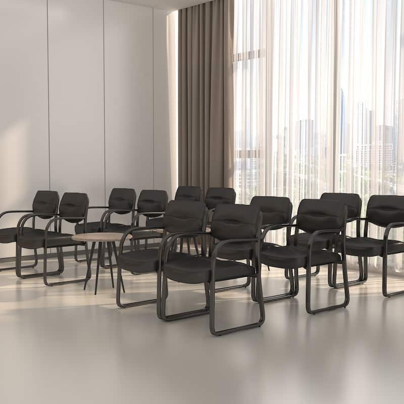 Boss Leather Sled Base Side Chair