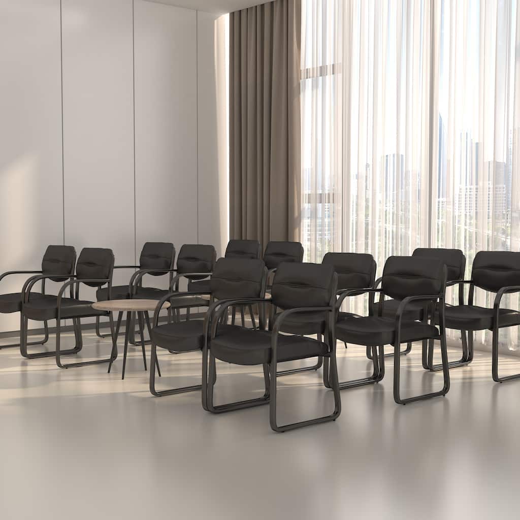 Boss Leather Sled Base Side Chair