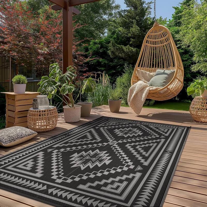 Mcow Geo Harmony Reversible Woven Waterproof Outdoor Area Rug