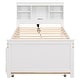 preview thumbnail 12 of 12, White Twin Size Platform Bed with Storage Headboard, USB, Trundle Bed Frame