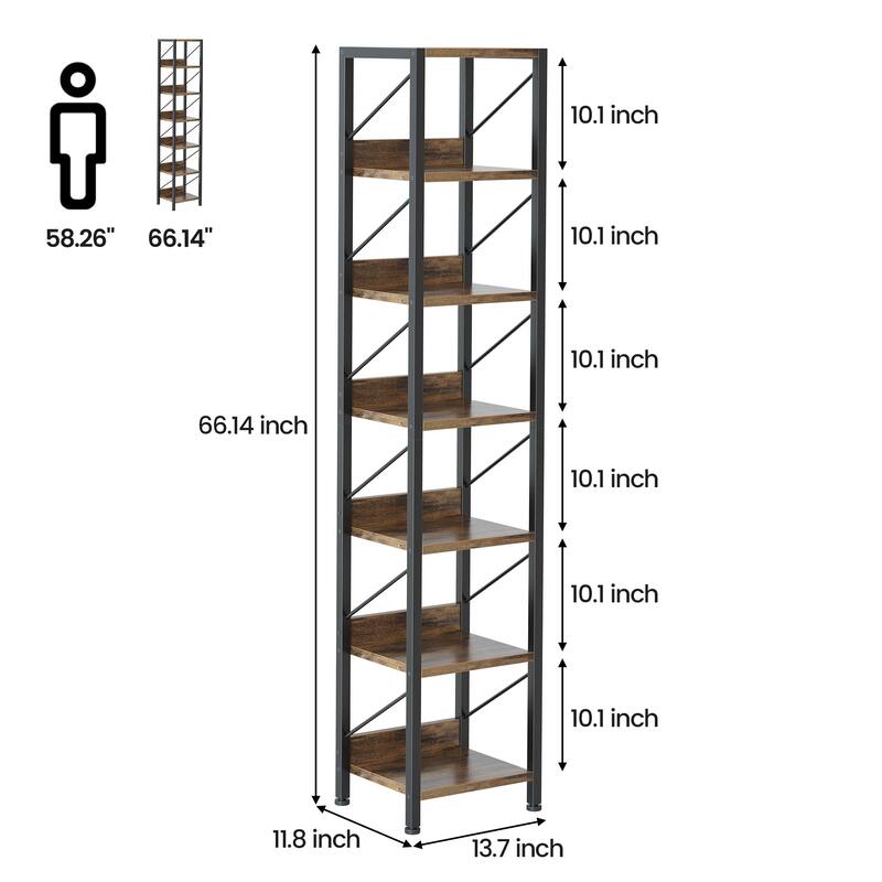 Bookshelf Narrow Bookcase Tall Skinny Storage Rack Shelf