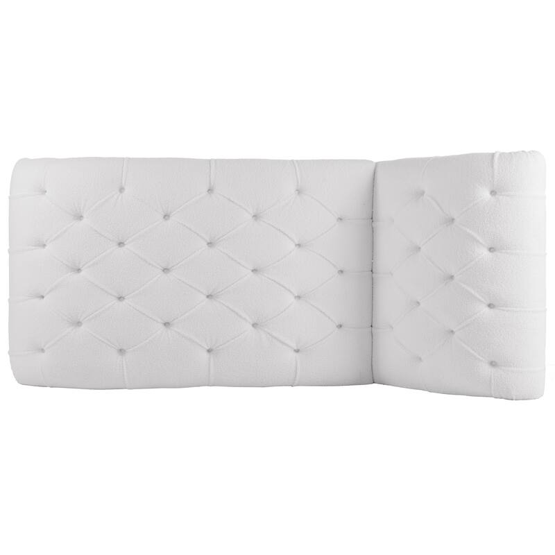 White Modern 27.17" Upholstered Buttons Tufted Chaise Lounge Chair with Solid Wood Frame and Nailheads