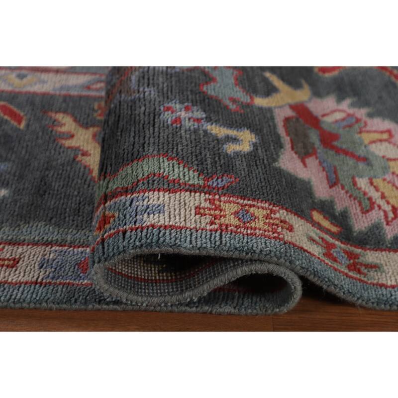 Blue Oushak Area Rug Handmade Oriental Wool Carpet - 8'1"x 9'10"