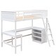 preview thumbnail 5 of 50, Twin Size Wooden Loft Bed With Shelves and Desk for Home