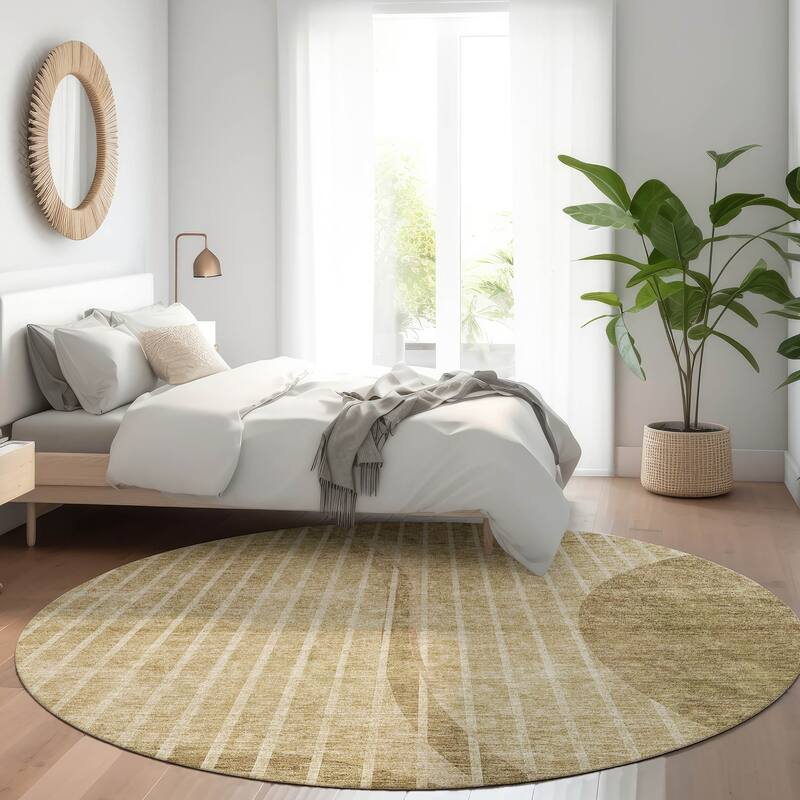 Machine Washable Indoor/ Outdoor Chantille Contemporary Rug - Brown - 8' x 8'