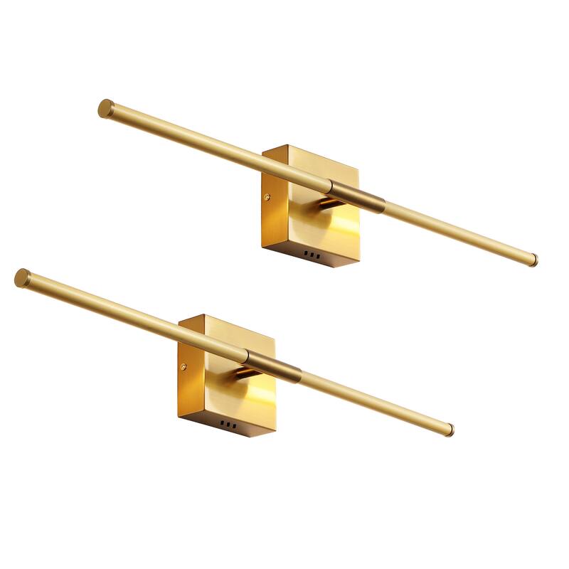 28" Dimmable Integrated LED Metal Wall Sconce, by JONATHAN Y - 28" (Set of 2) - Gold
