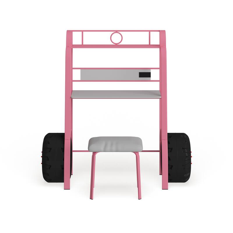 Feln Contemporary Pink Metal 2-piece Racing Writing Desk Set with USB Ports by Furniture of America