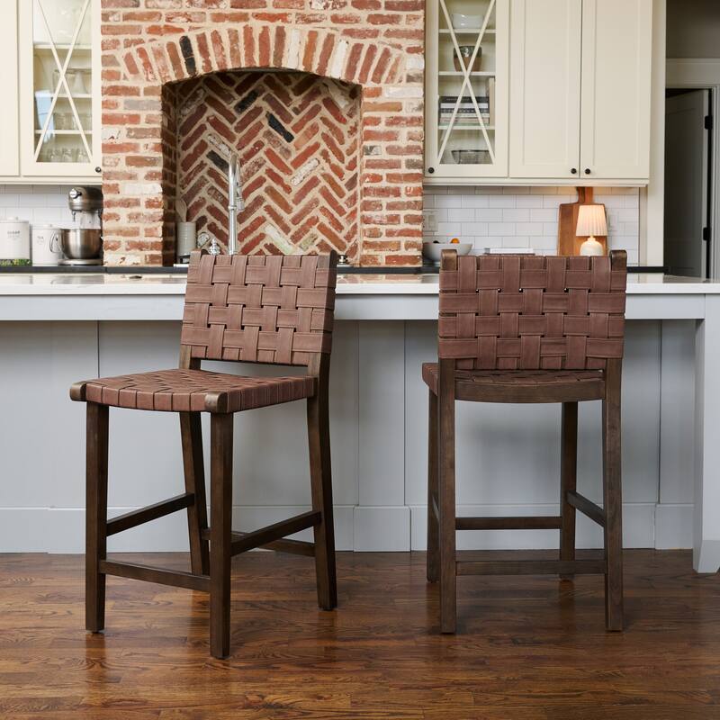 Maven Lane Noah Kitchen Dining Stool with Vegan Leather