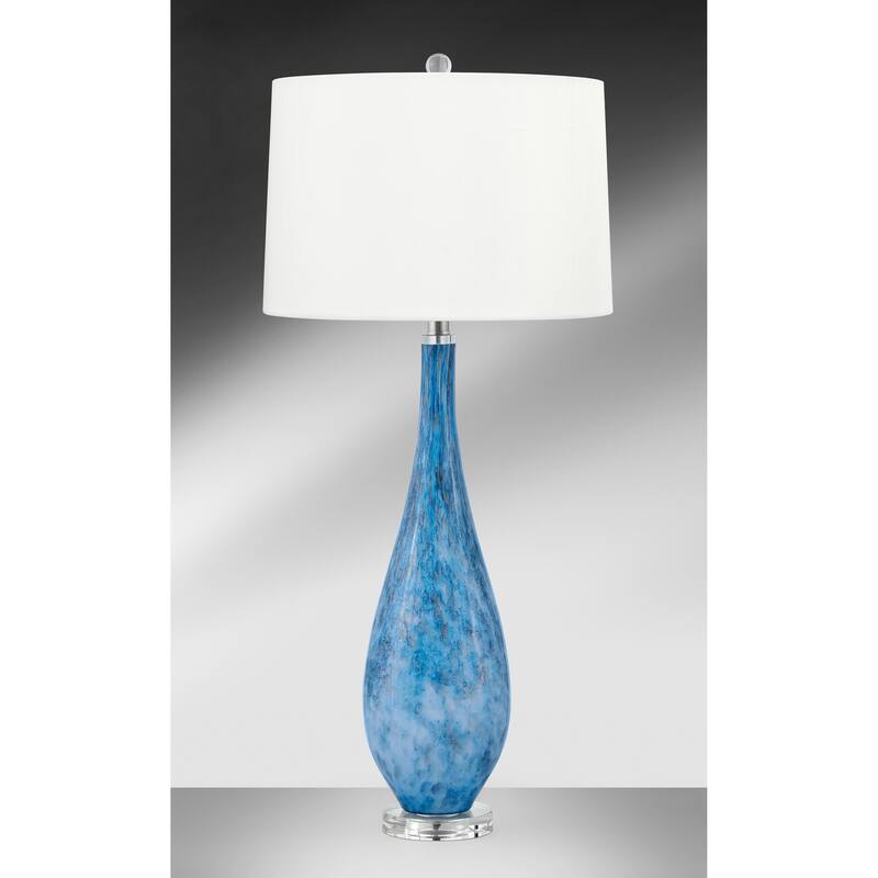 Tirreni 35 in. Blue with Silver Glitter Table Lamp